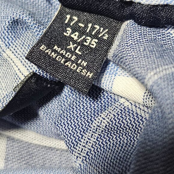 Tommy Hilfiger Button Front Shirt Mens Size XL Stretch Blue Long Sleeve Plaid - Picture 7 of 7